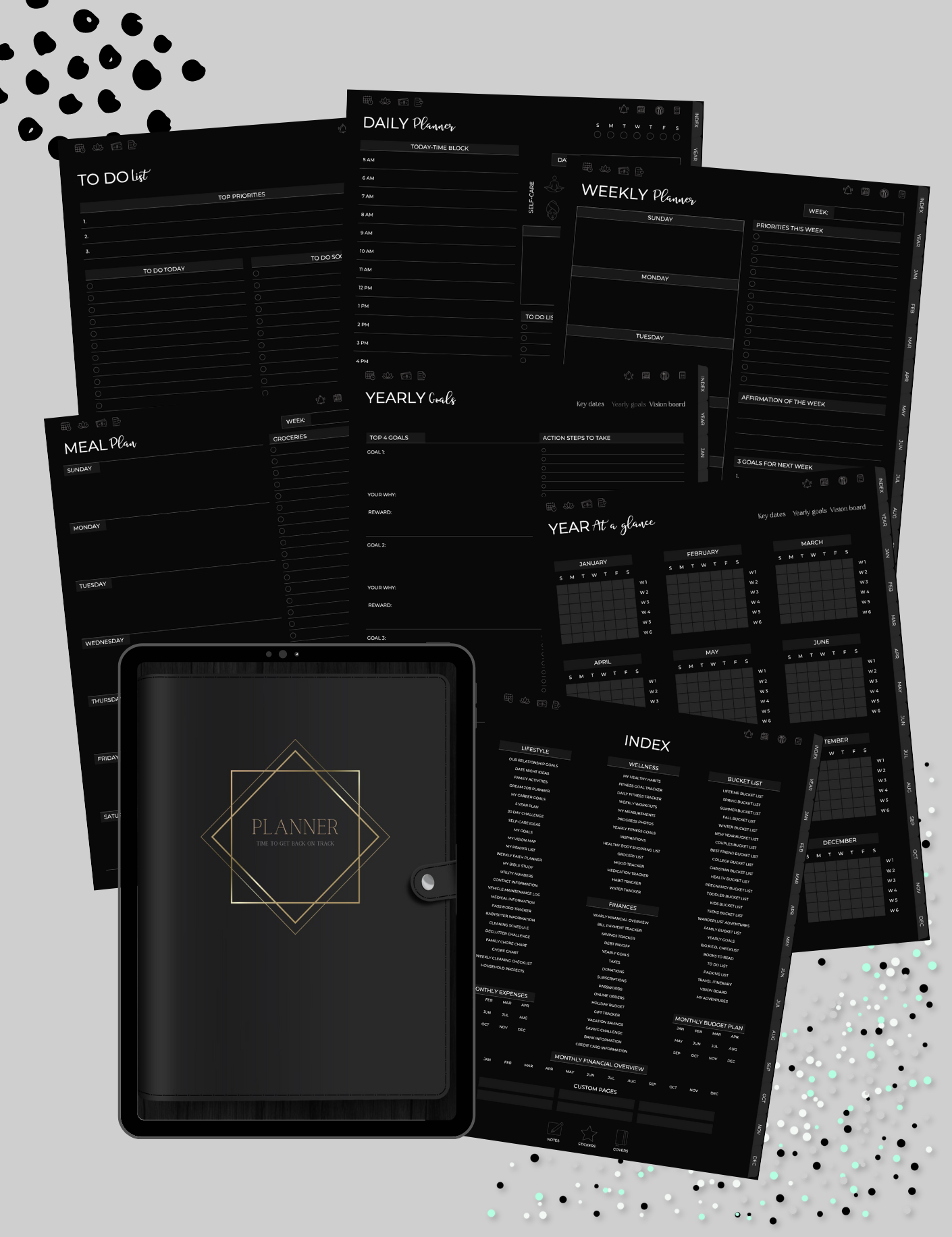 5-in-One Digital Planner Dark Mode (2025 & Undated)