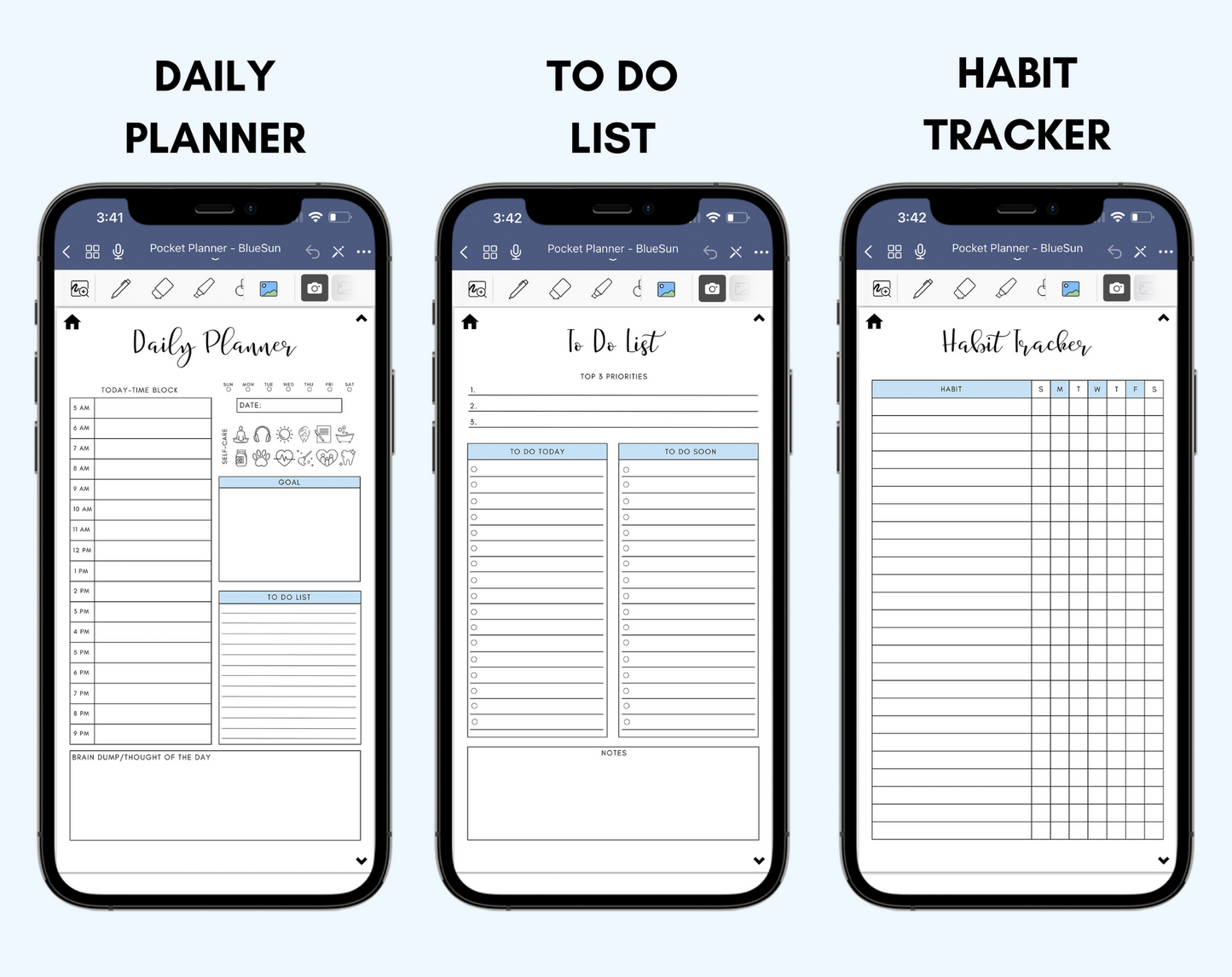 Digital Phone Planner Blue