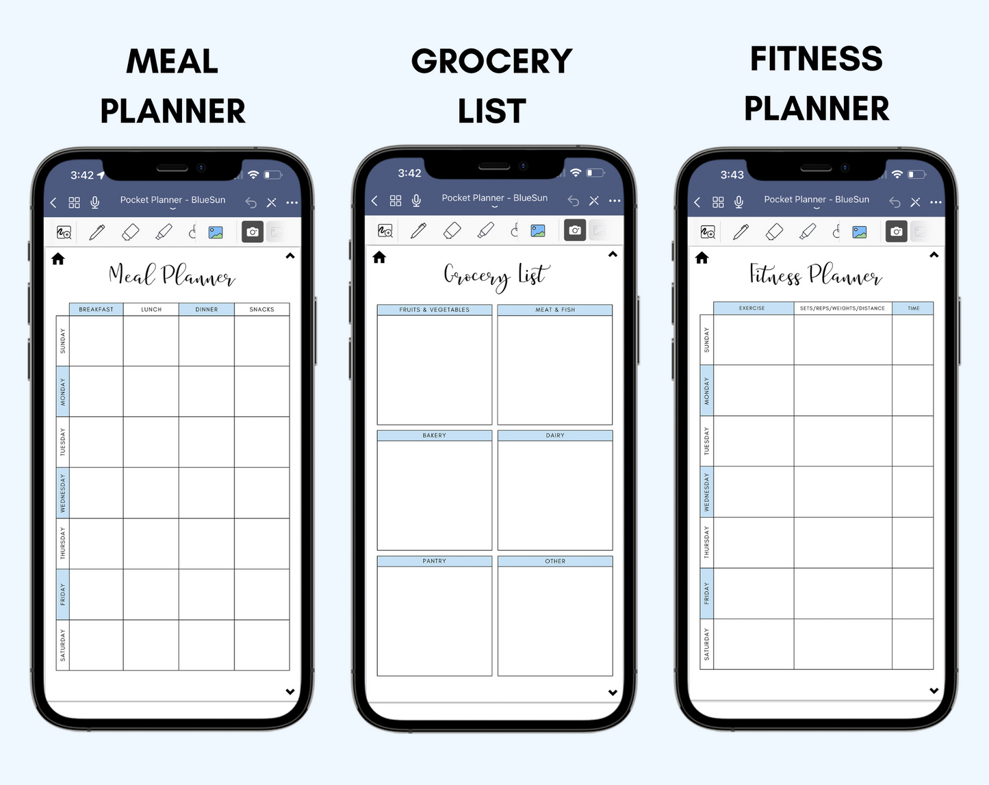 Digital Phone Planner Blue