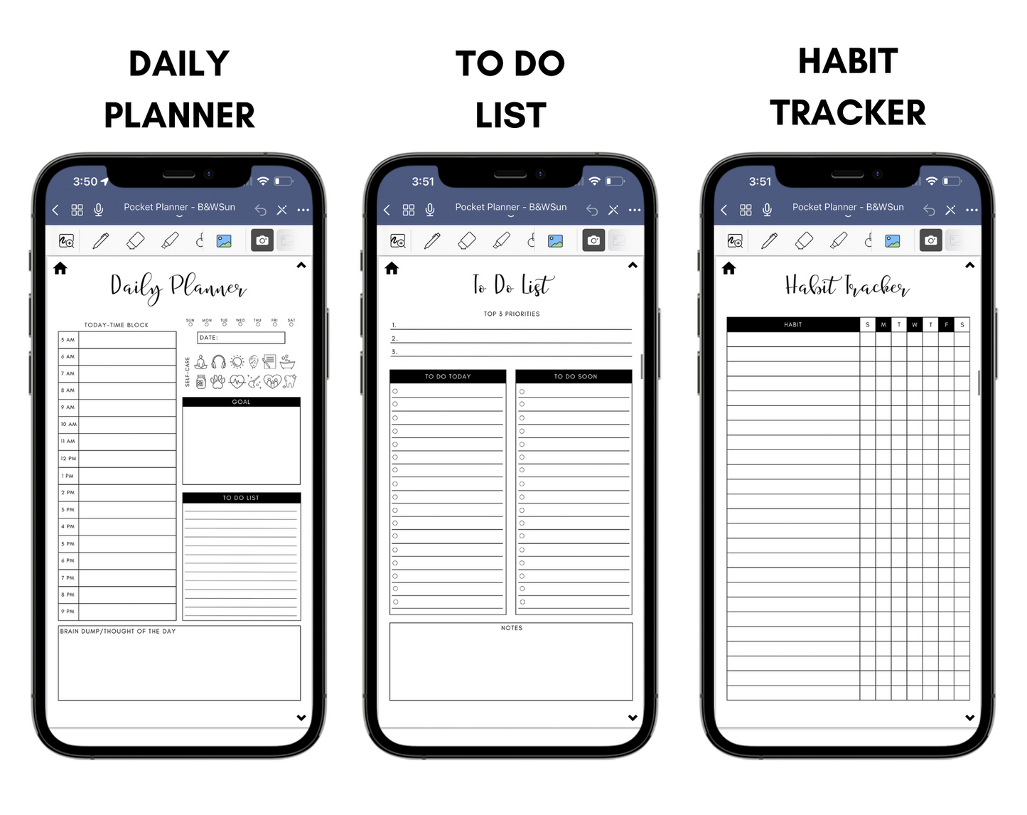 Digital Phone Planner Black