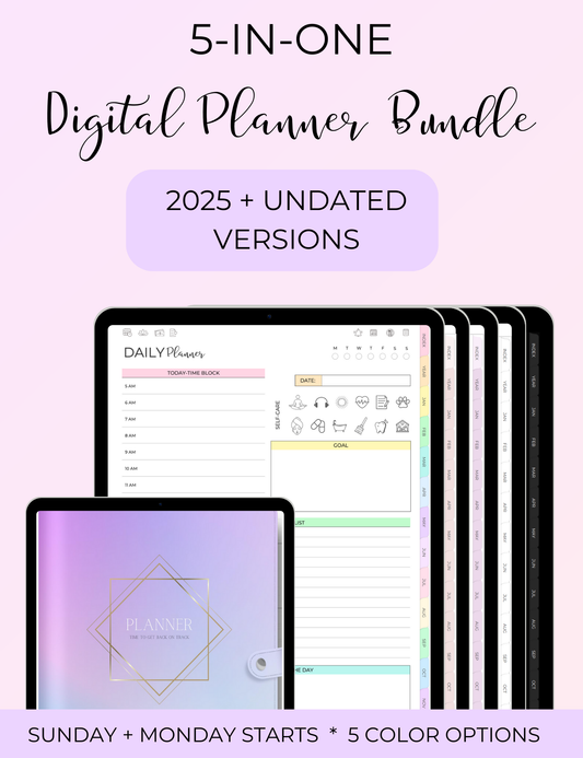5-in-One Digital Planner Bundle (2025 & Undated)