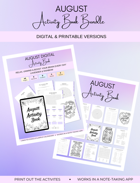 August Activity Book Bundle (Digital + Printable)
